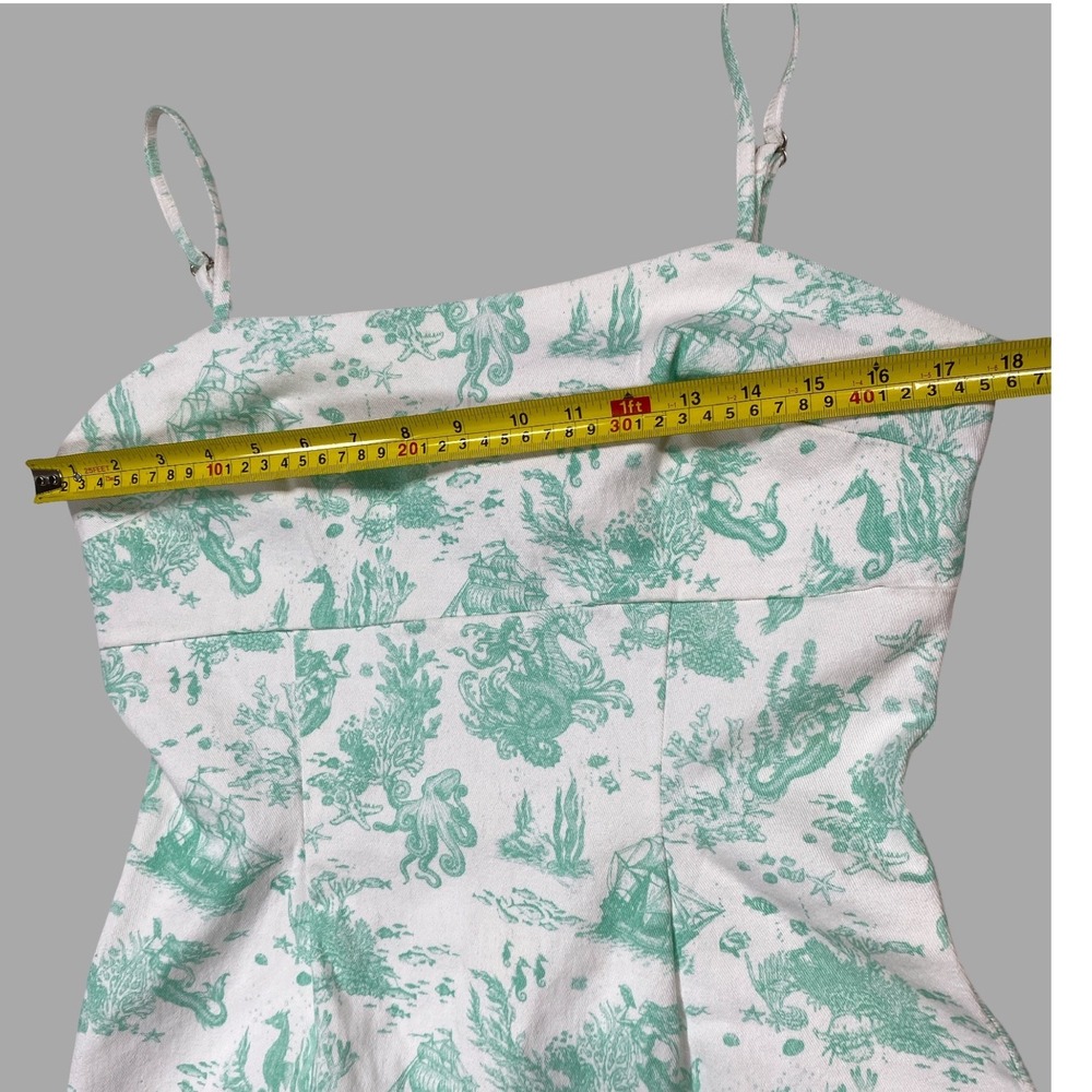 Avec Les Filles Nautical Toile Mermaid Mini Dress Mint Green White Size 10 NEW - Picture 8 of 12